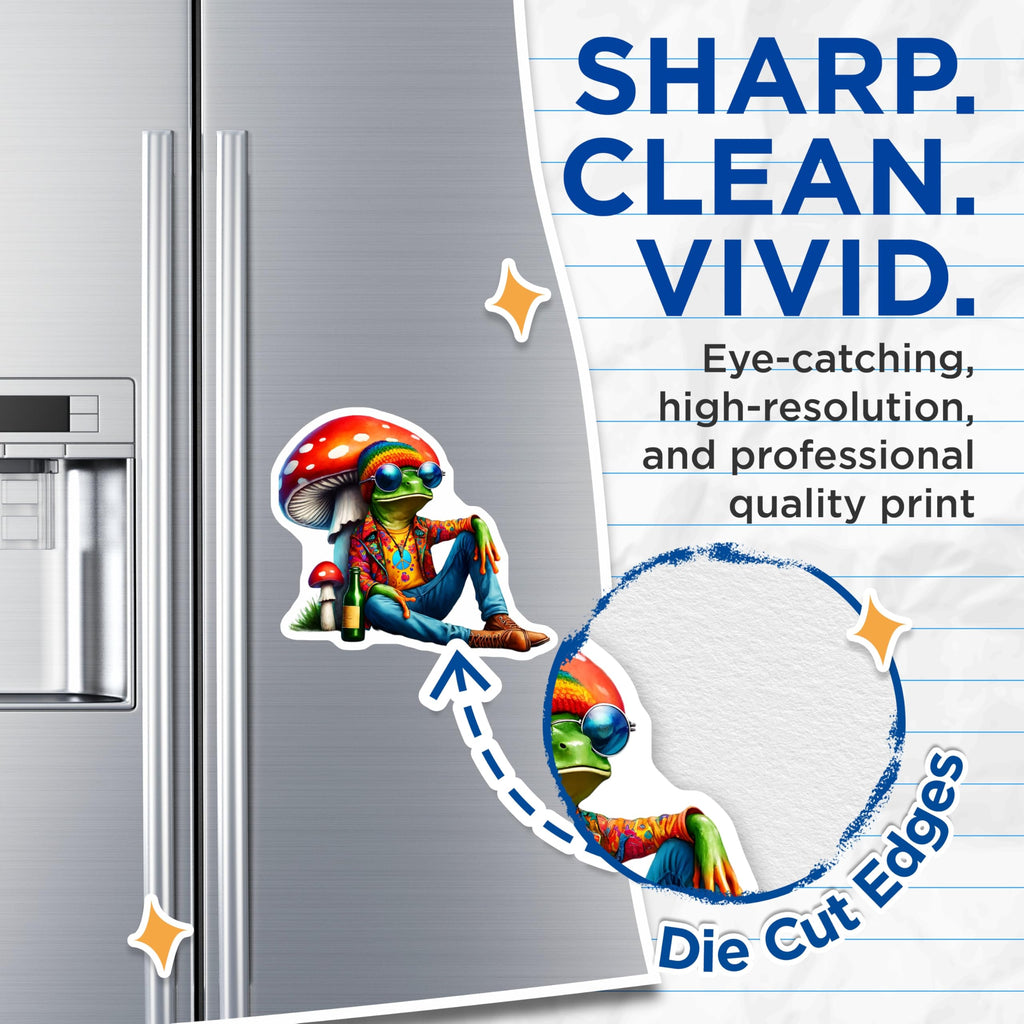 (2 Pack) Hippie Frog Magnets - Cool Animal Art - Mushroom Toad Fridge Magnets - 5" On Longest Side - Premium Magnet - for Cars, Refrigerators, Toolboxes, Lockers - Made in USA - MAG16834