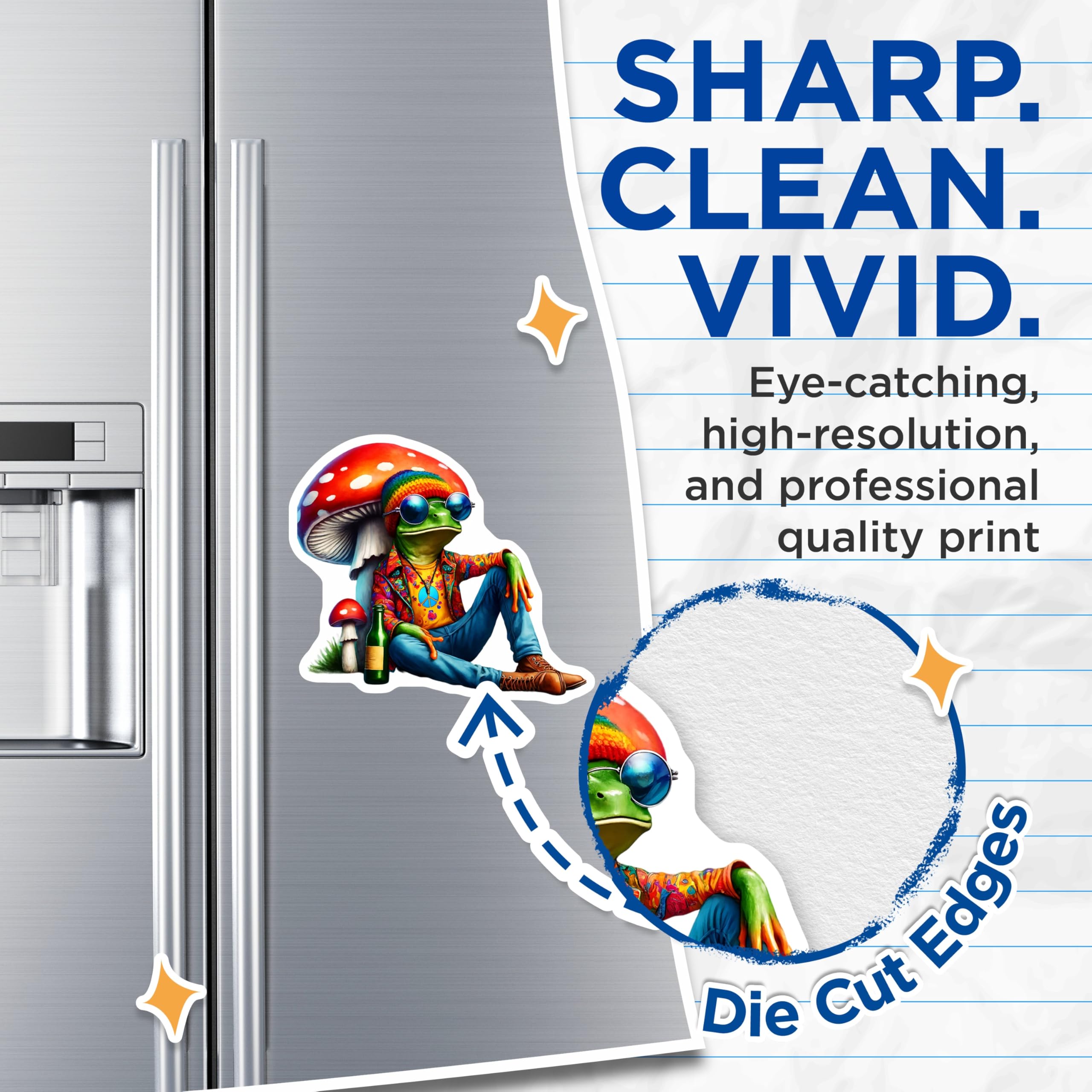 (2 Pack) Hippie Frog Magnets - Cool Animal Art - Mushroom Toad Fridge Magnets - 5" On Longest Side - Premium Magnet - for Cars, Refrigerators, Toolboxes, Lockers - Made in USA - MAG16834