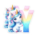 (2 Pack) Unicorn Letter Y Magnets - Initial Y Decor - Cute Animal Character - 5" On Longest Side - Premium Magnet - for Cars, Refrigerators, Toolboxes, Lockers - Made in USA - MAG16442