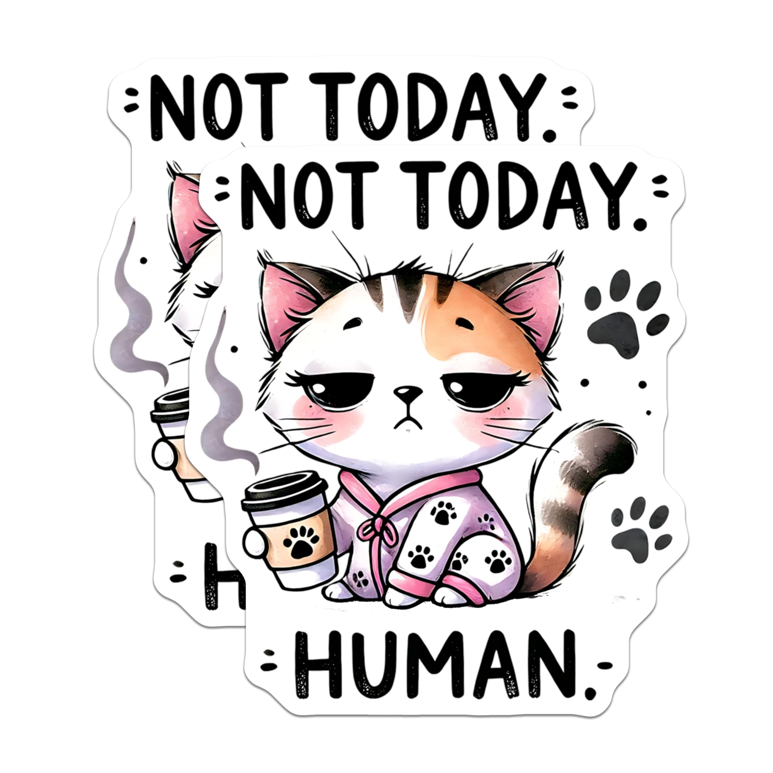 (2 Pack) Not Today Human Magnets - Coffee Cat Lover - Funny Kitty Decor - 5" On Longest Side - Premium Magnet - for Cars, Refrigerators, Toolboxes, Lockers - Made in USA - MAG15433