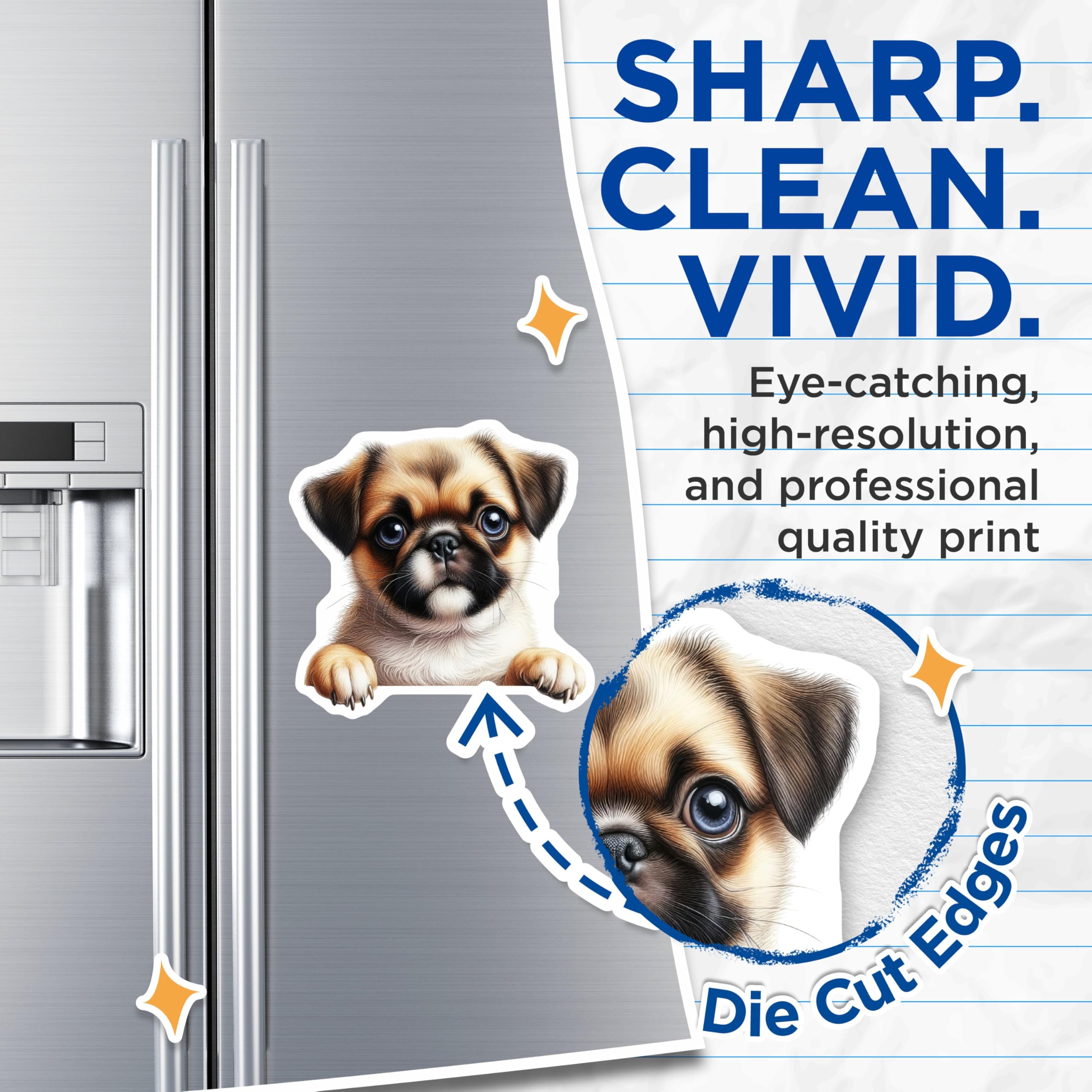 (2 Pack) Pekingese Puppy Magnets - Cute Dog Art - Adorable Pekingese Decor - 5" On Longest Side - Premium Magnet - for Cars, Refrigerators, Toolboxes, Lockers - Made in USA - MAG14131