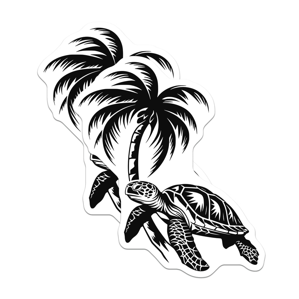 (2 Pack) Sea Turtle Magnets - Palm Tree Beach Decor - Coastal Refrigerator Accent - 5 Inches On Longest Side - Thick Durable Magnet - Made in USA - MAG37359