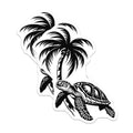 (2 Pack) Sea Turtle Magnets - Palm Tree Beach Decor - Coastal Refrigerator Accent - 5 Inches On Longest Side - Thick Durable Magnet - Made in USA - MAG37359