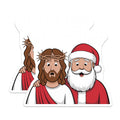 (2 Pack) Funny Christmas Magnets - Jesus and Santa Claus Humor - Holiday Refrigerator Decor - 5 Inches On Longest Side - Thick Durable Magnet - Made in USA - MAG25657