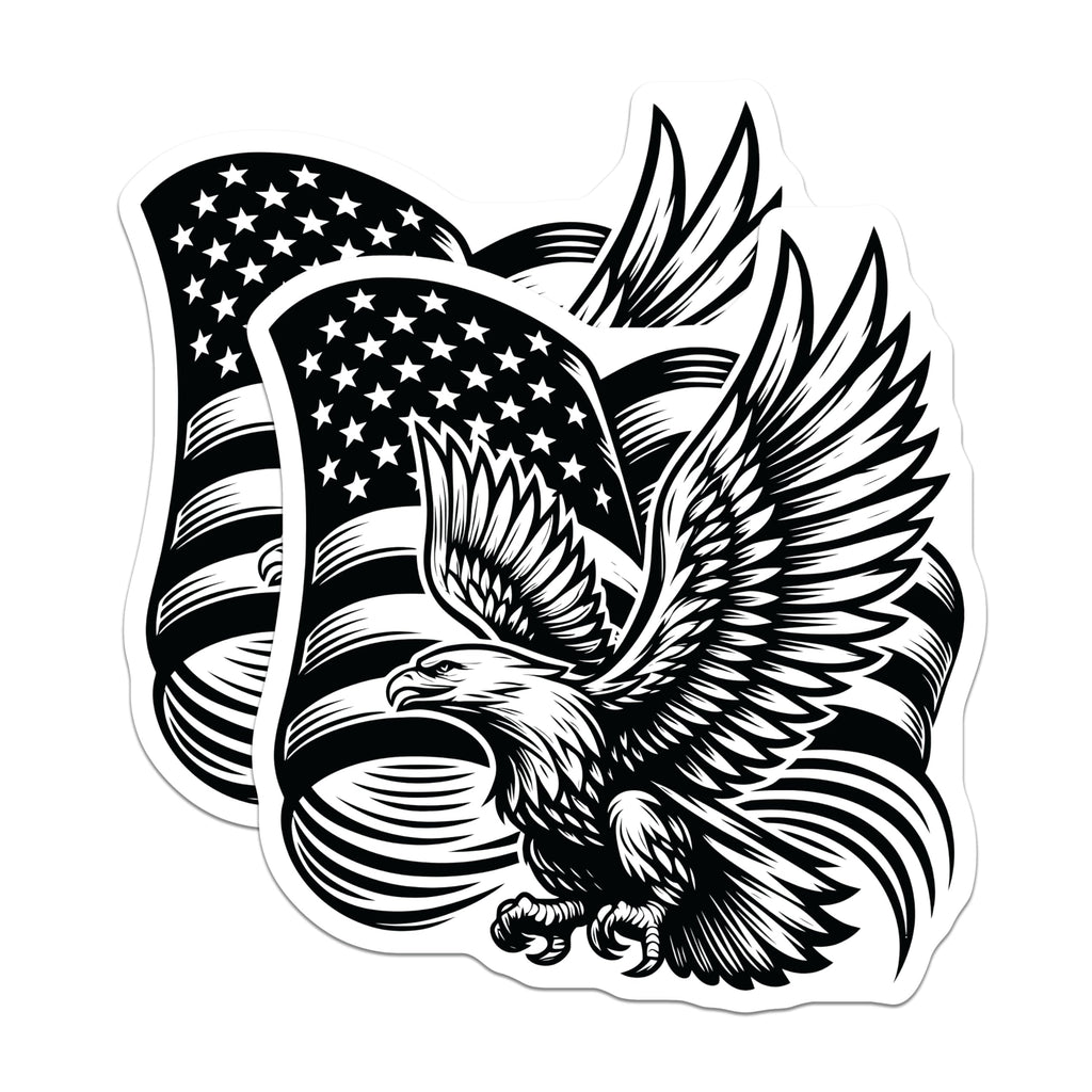 (2 Pack) Eagle Flag Magnets - American Pride - Patriotic Fridge Decorations - 5" On Longest Side - Premium Magnet - for Cars, Refrigerators, Toolboxes, Lockers - Made in USA - MAG16520