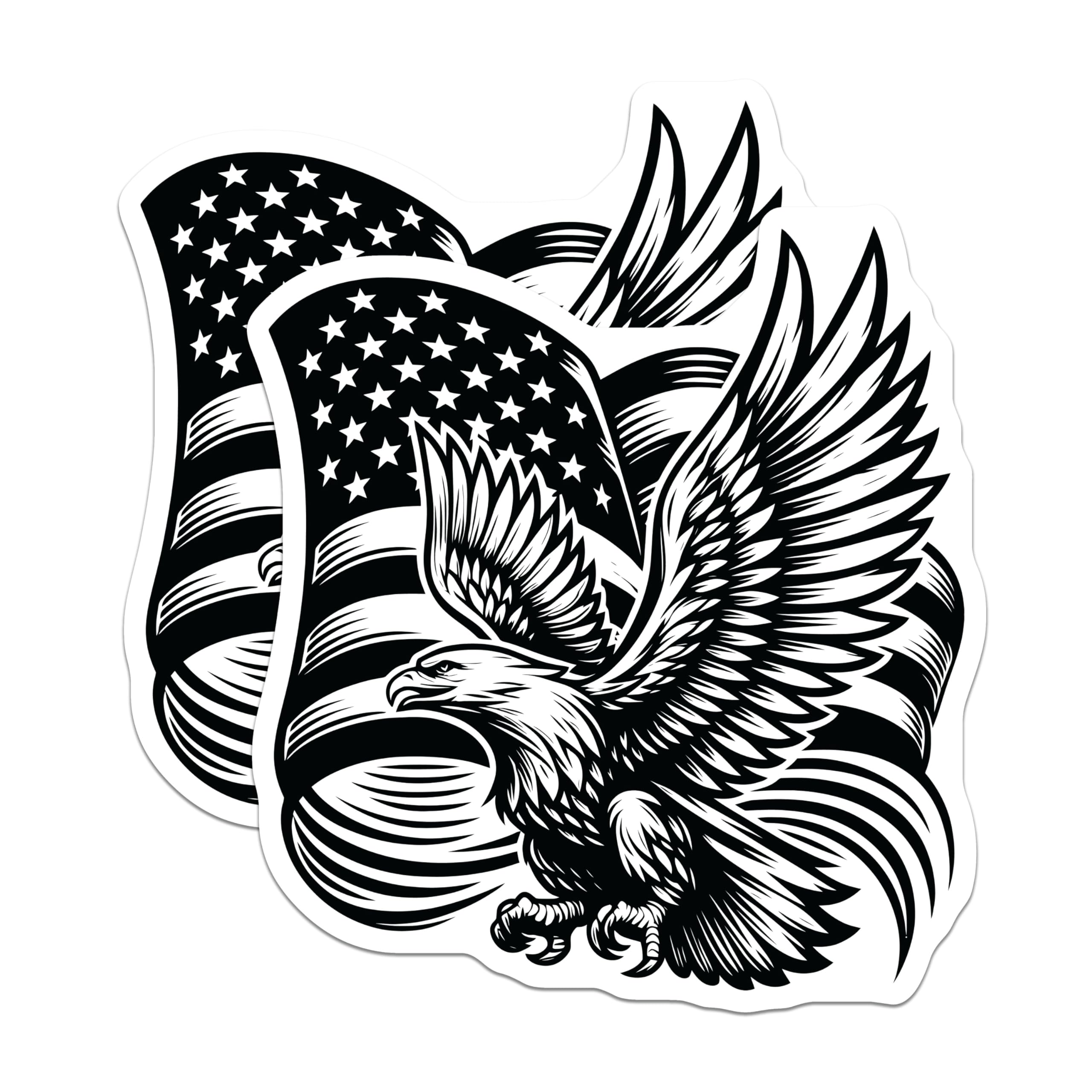 (2 Pack) Eagle Flag Magnets - American Pride - Patriotic Fridge Decorations - 5" On Longest Side - Premium Magnet - for Cars, Refrigerators, Toolboxes, Lockers - Made in USA - MAG16520