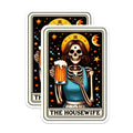 (2 Pack) Housewife Skeleton Magnets - Funny Beer Goth Mom - Spooky Tarot Card Kitchen Decor for Women - 5 Inches On Longest Side - Thick Durable Magnet - Made in USA - MAG28725