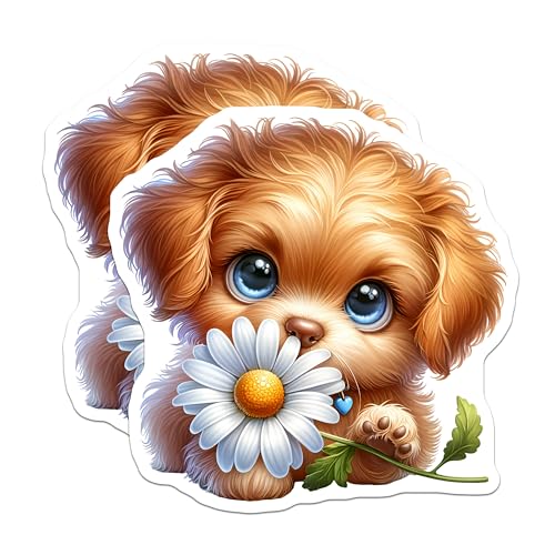 (2 Pack) Adorable Dog Magnet - 5" On Longest Side - Sticks to Smooth Flat Surfaces - Made in USA - MAG9395