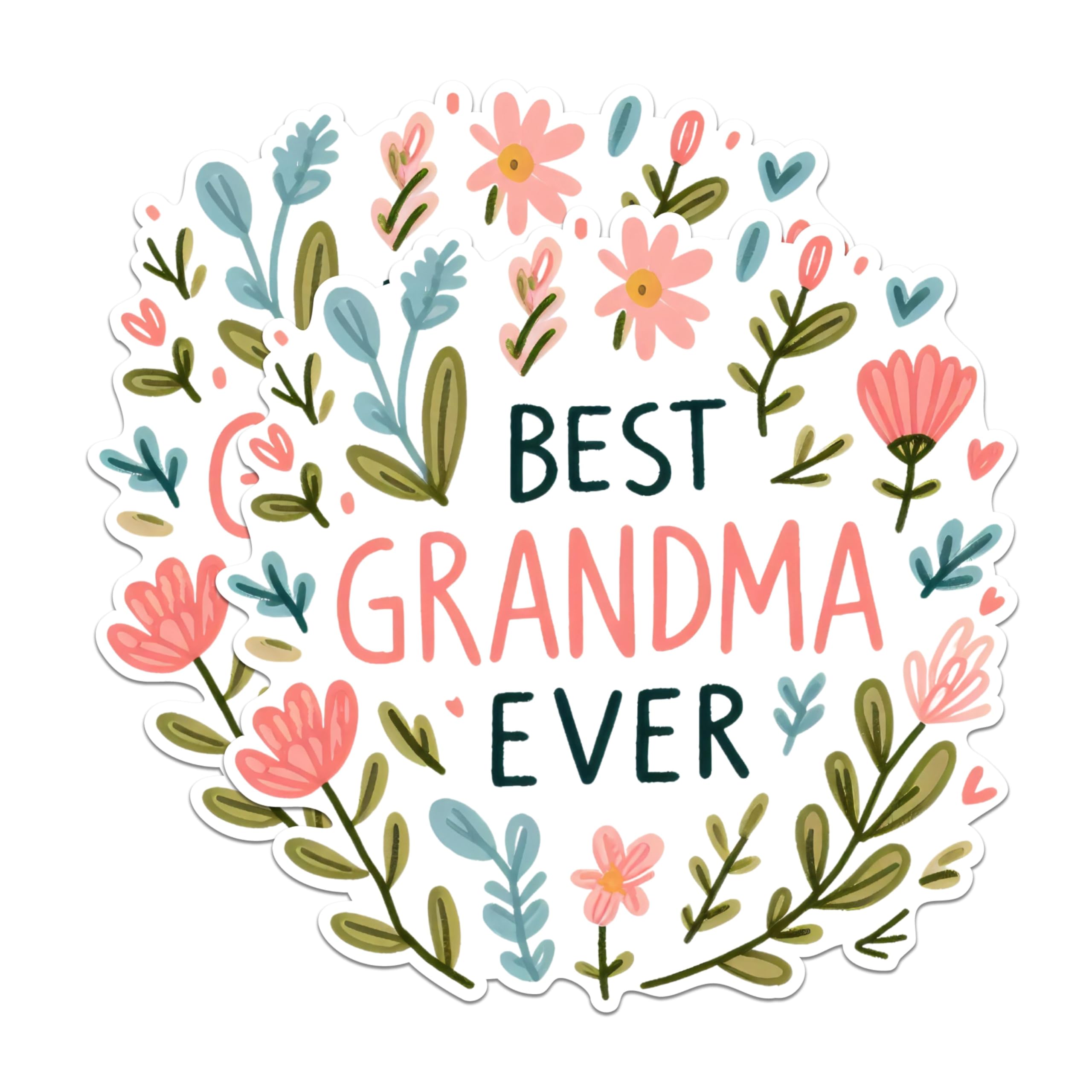 (2 Pack) Best Grandma Ever Magnets - Floral Grandma Magnets - Family Appreciation Magnets- 5" On Longest Side - for Fridges, Toolboxes, Cars - Made in USA - MAG2555