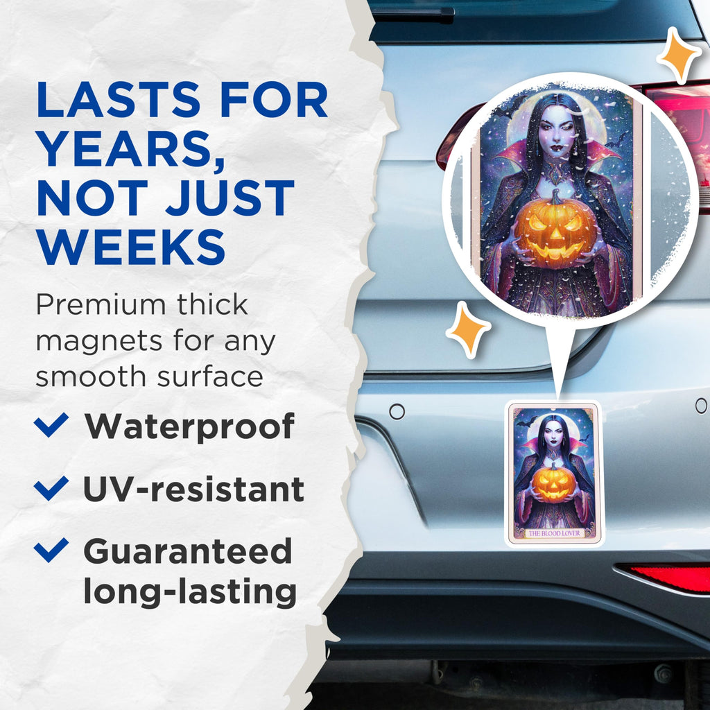 (2 Pack) Blood Lover Vampire Magnets - Halloween Jack-o-Lantern - Gothic Moon Bat Decor - 5 Inches On Longest Side - Thick Durable Magnet - Made in USA - MAG21370