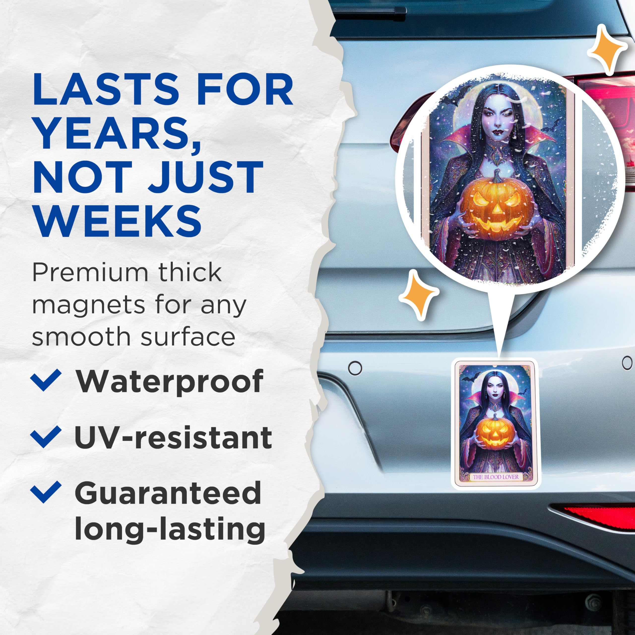 (2 Pack) Blood Lover Vampire Magnets - Halloween Jack-o-Lantern - Gothic Moon Bat Decor - 5 Inches On Longest Side - Thick Durable Magnet - Made in USA - MAG21370