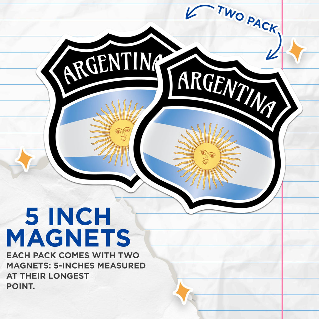 (2 Pack) Argentina Flag Magnets - Argentine Souvenir - Fridge Magnets - 5" On Longest Side - Premium Magnet - for Cars, Refrigerators, Toolboxes, Lockers - Made in USA - MAG18346