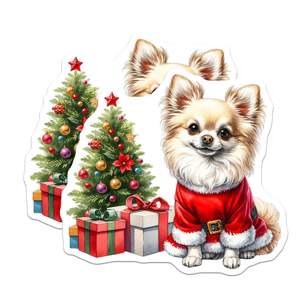 (2 Pack) Santa Chihuahua Magnets - Christmas Dog Holiday Decor - Pet Lover Refrigerator Accessory - 5 Inches On Longest Side - Thick Durable Magnet - Made in USA - MAG27232