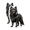 (2 Pack) Fluffy Black Dog Magnets - Happy Dog Lover Decor - Pet Parent Refrigerator Art - Schipperke Breed - 5 Inches On Longest Side - Thick Durable Magnet - Made in USA - MAG28395