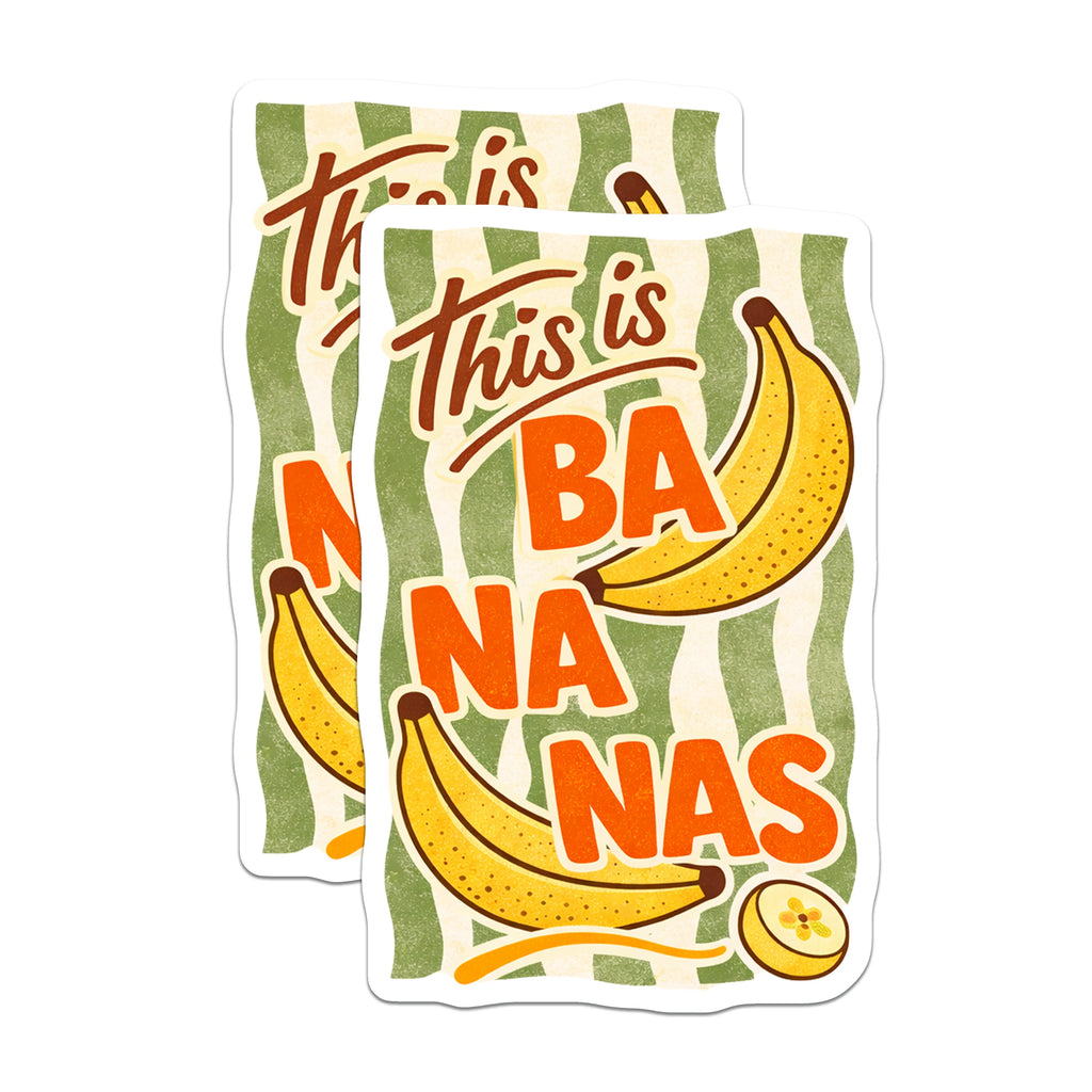 (2 Pack) Funny Banana Magnets - This is Bananas Quote - Retro Kitchen Decor - Humorous Refrigerator Accent - 5 Inches On Longest Side - Thick Durable Magnet - Made in USA - MAG38815