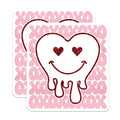 (2 Pack) Heart Smile Stickers - Love Emoticon Stickers - Cute Valentine's Day Stickers - 5" On Longest Side - Sticks to Any Smooth Flat Surface - Made in USA - BMCS3476