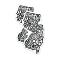 (2 Pack) New Jersey Stickers - Floral NJ Decals - State Pride Souvenir - 5" On Longest Side - Sticks to Smooth Flat Surfaces - Made in USA - BMCS17462
