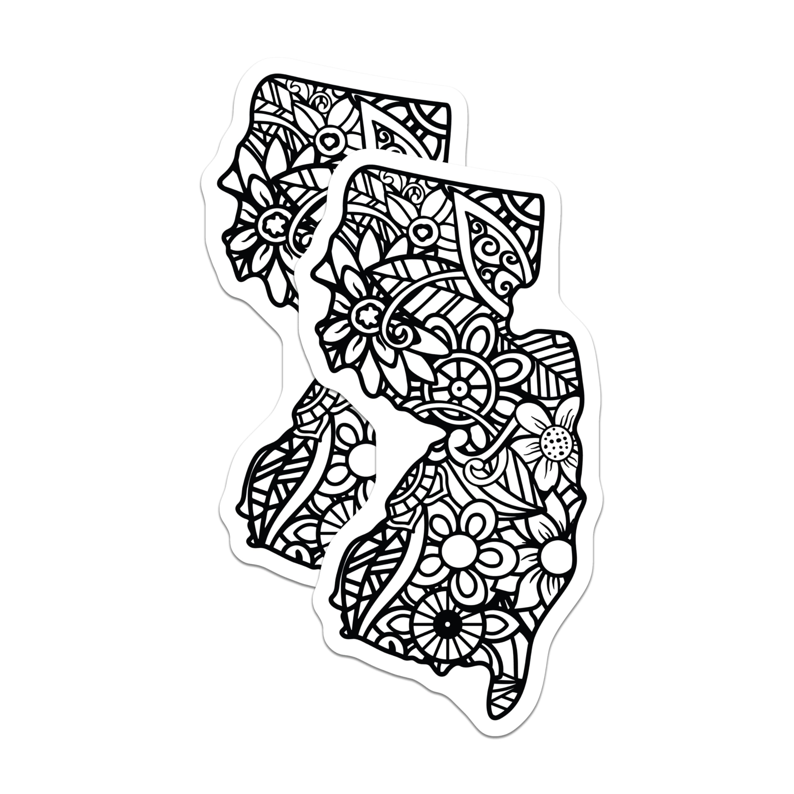 (2 Pack) New Jersey Stickers - Floral NJ Decals - State Pride Souvenir - 5" On Longest Side - Sticks to Smooth Flat Surfaces - Made in USA - BMCS17462