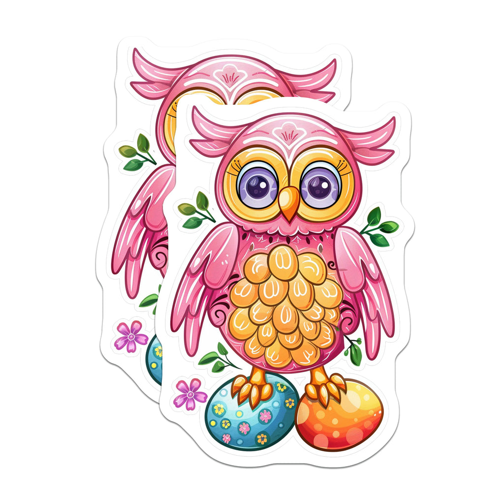(2 Pack) Cute Easter Owl Magnets - Spring Animal Refrigerator Decor - Whimsical Nursery Locker Decor - 5 Inches On Longest Side - Thick Durable Magnet - Made in USA - MAG37531
