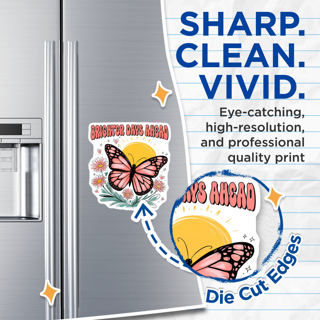 (2 Pack) Brighter Days Ahead Magnets - Positive Affirmation Magnet - Butterfly Daisy Floral Refrigerator Decor - 5 Inches On Longest Side - Thick Durable Magnet - Made in USA - MAG39676