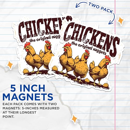 (2 Pack) Chicken Nugget Magnets - Funny Chicken Magnets - Kitchen Decor Magnets- 5" On Longest Side - for Fridges, Toolboxes, Cars - Made in USA - MAG2595