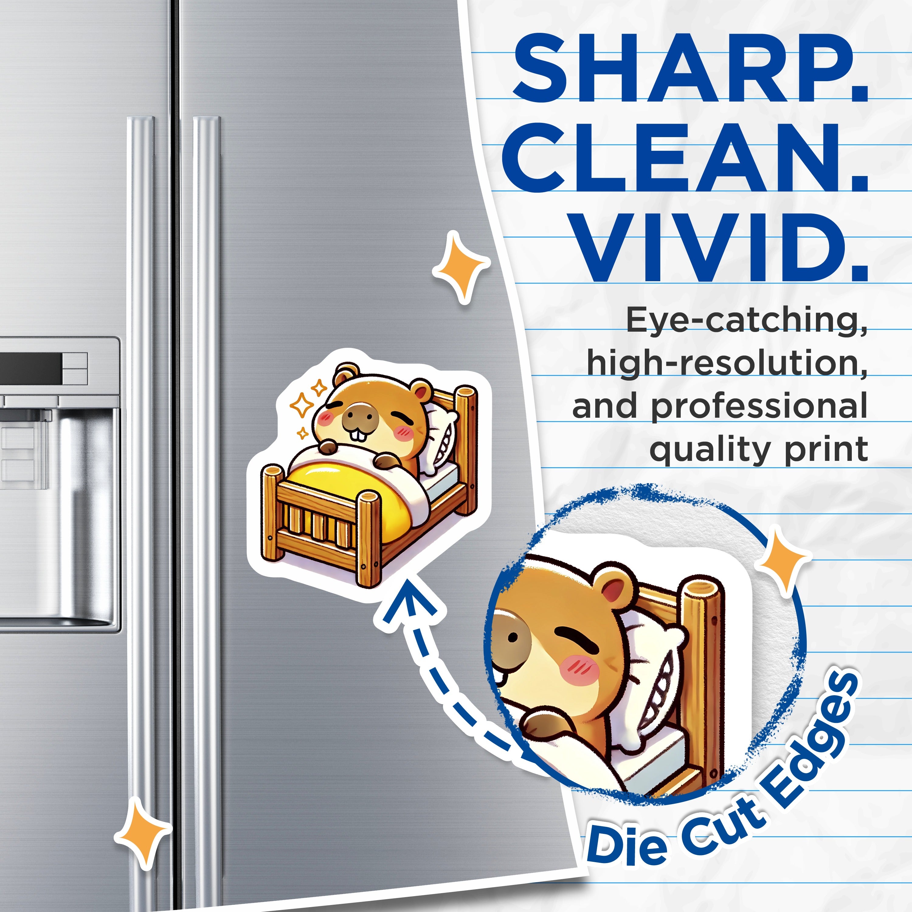 (2 Pack) Sleepy Capybara Magnets - Cute Animal Refrigerator - Cozy Desk Decor for Home Office - 5 Inches On Longest Side - Thick Durable Magnet - Made in USA - MAG39801