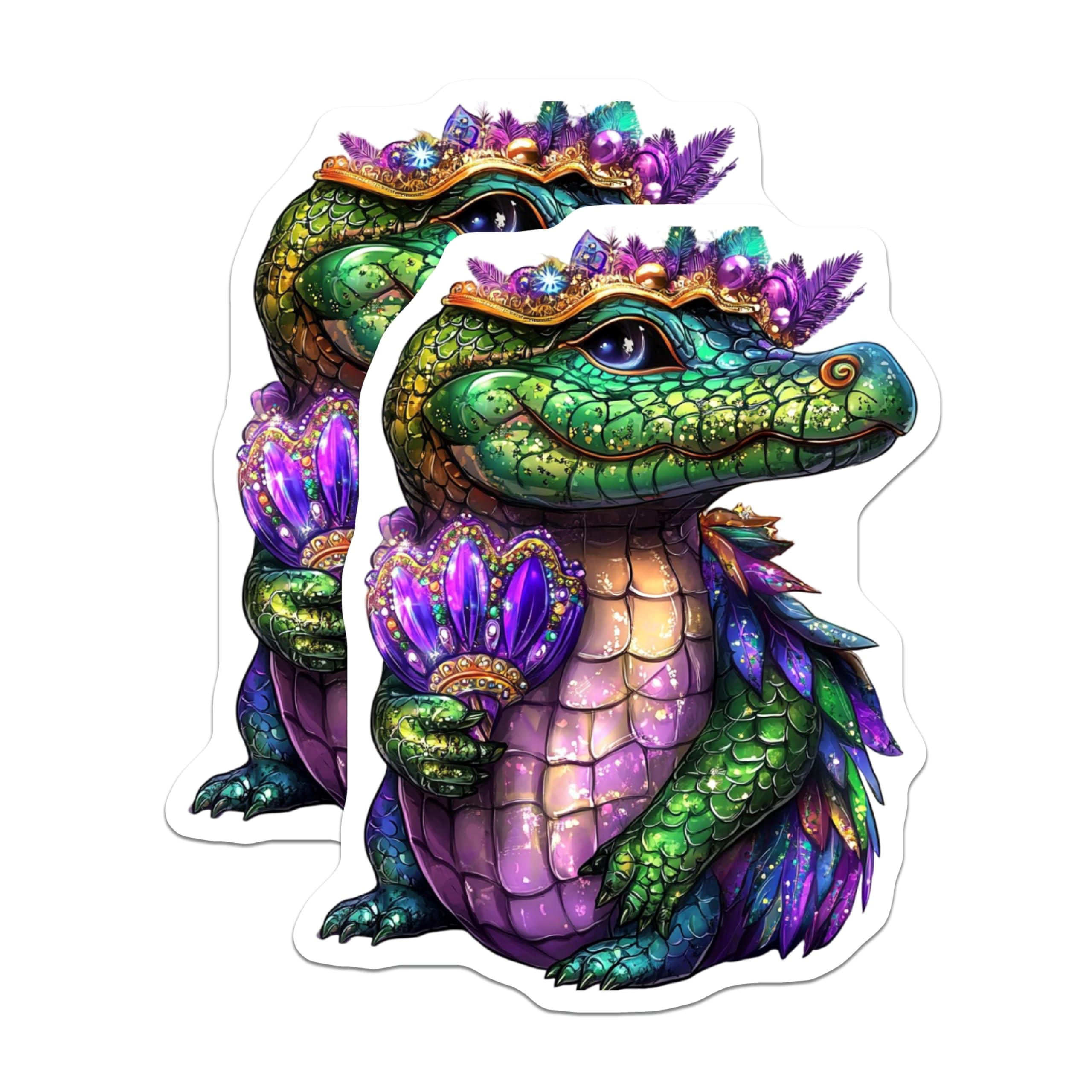 (2 Pack) Alligator Magnets - Mardi Gras Alligator - Crowned Reptile Magnets - 5" On Longest Side - Premium Magnet - for Cars, Refrigerators, Toolboxes, Lockers - Made in USA - MAG16455