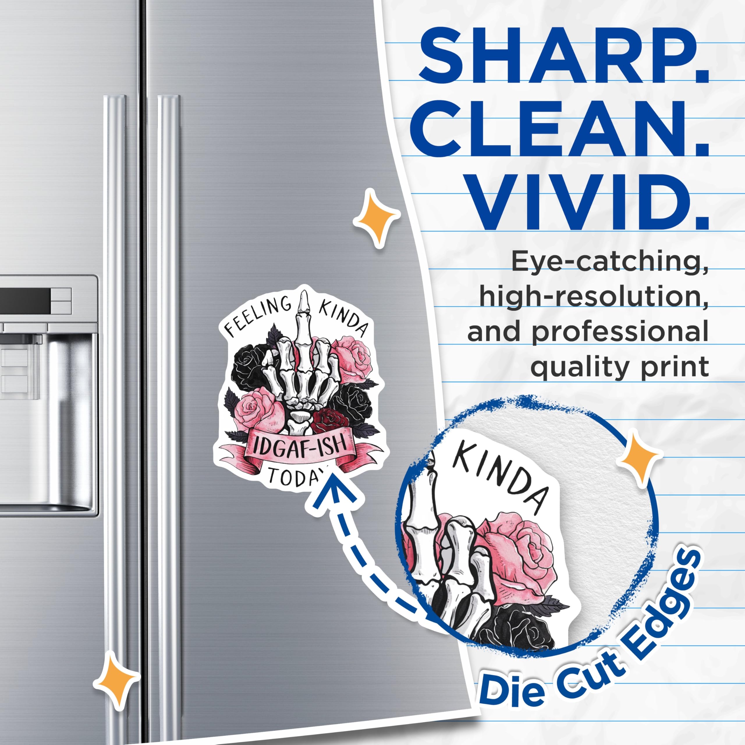 (2 Pack) Skeleton Hand Magnets - IDGAF-ISH Decor - Roses Funny Magnets - 5" On Longest Side - Premium Magnet - for Cars, Refrigerators, Toolboxes, Lockers - Made in USA - MAG18817