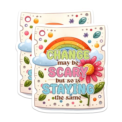 (2 Pack) Change May Be Scary But So is Staying The Same Magnets - Inspirational Quotes - 5" On Longest Side - for Cars, Fridges, Toolboxes - Made in USA -