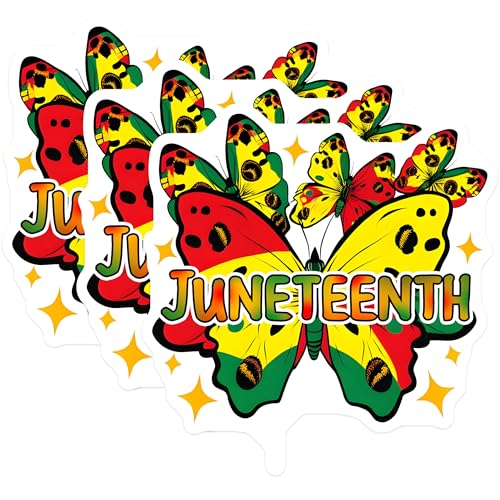 (3 Pack) Juneteenth Butterflies Decals - Freedom Day - Black History Decal - 3 Inches On Longest Side - Easy Peel & Apply - Made in USA - 3MCS6131