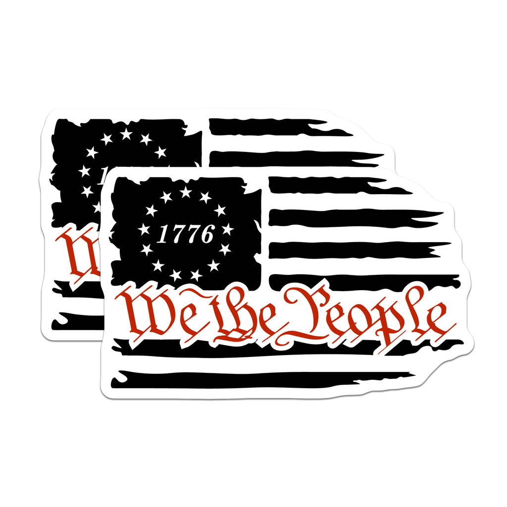 (2 Pack) We The People Magnets - 1776 Distressed American Flag - Patriotic Freedom Decor - USA Constitution Pride - 5 Inches On Longest Side - Thick Durable Magnet - Made in USA - MAG37556