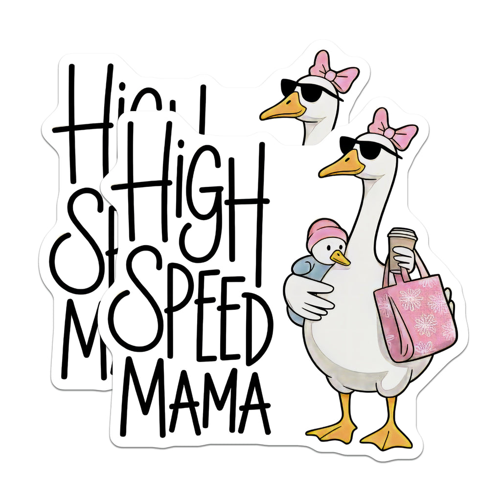 (2 Pack) High Speed Mama Magnets - Funny Mom Life Goose Magnets - New Mother Fridge Decor - Busy Parent Refrigerator - 5 Inches On Longest Side - Thick Durable Magnet - Made in USA - MAG38821
