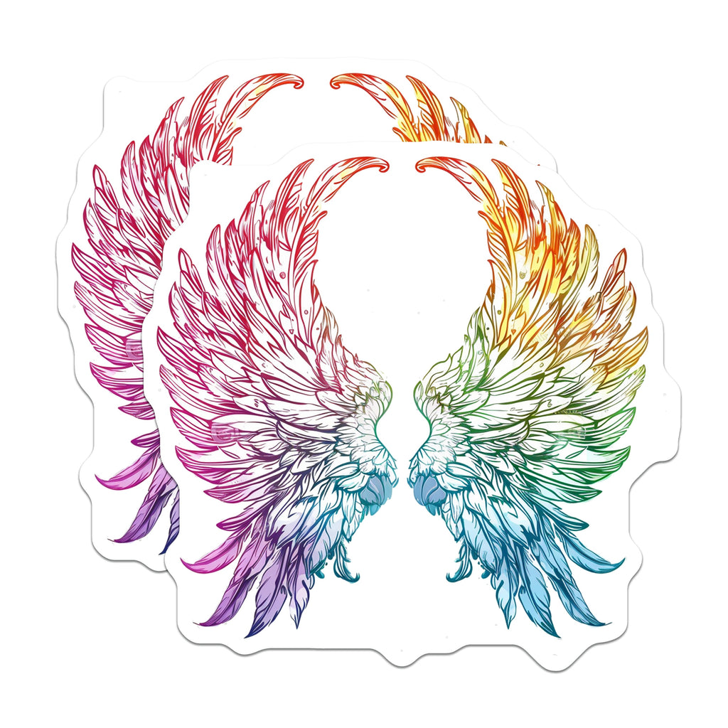 (2 Pack) Rainbow Wings Magnets - LGBTQ+ Pride Decor - Angelic Fantasy Art - Refrigerator Locker Accent - 5 Inches On Longest Side - Thick Durable Magnet - Made in USA - MAG38780