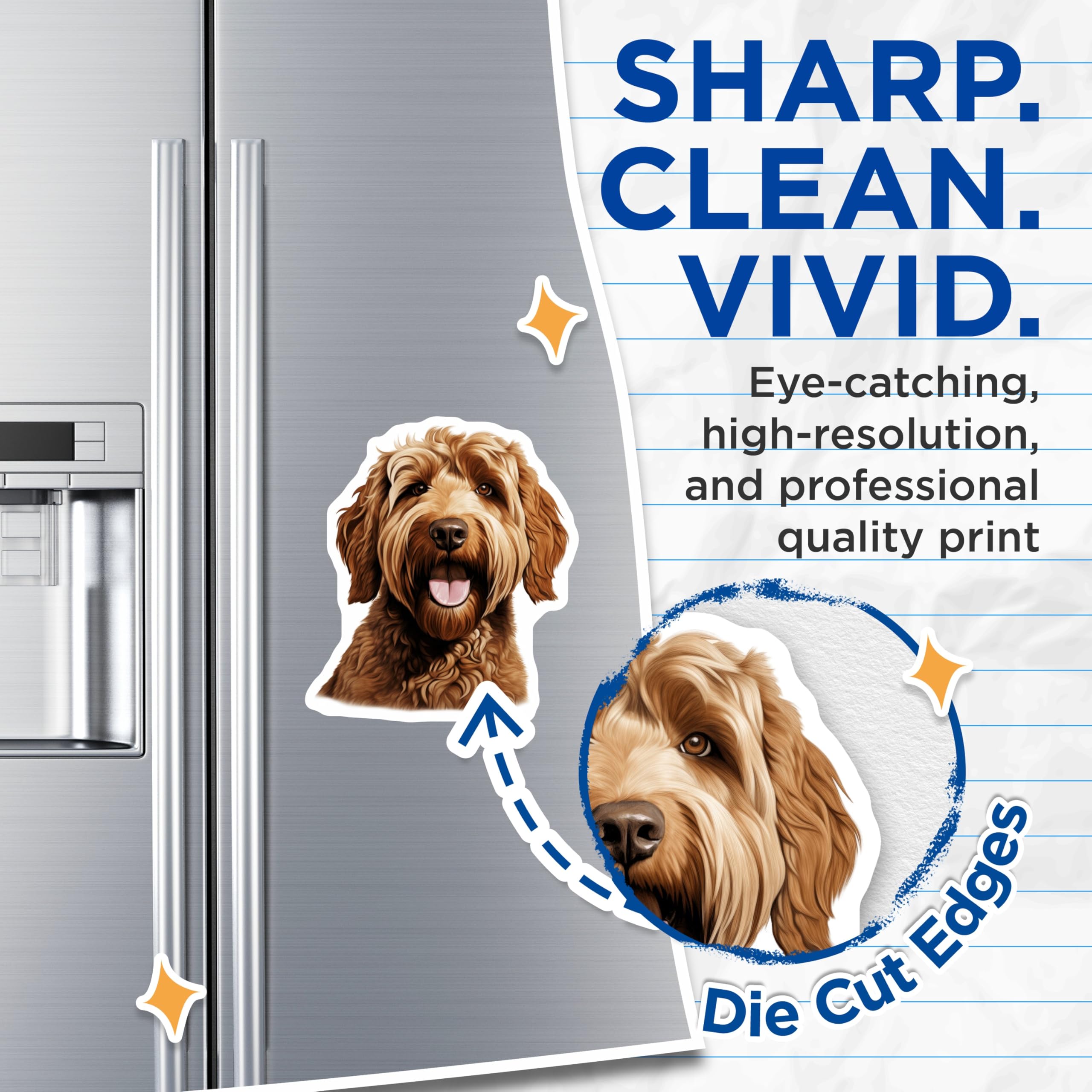 (2 Pack) Goldendoodle Dog Magnets - Doodle Dog Mom Decor - Pet Lover Animal Art - Golden Doodle Accessories - 5 Inches On Longest Side - Thick Durable Magnet - Made in USA - MAG26802