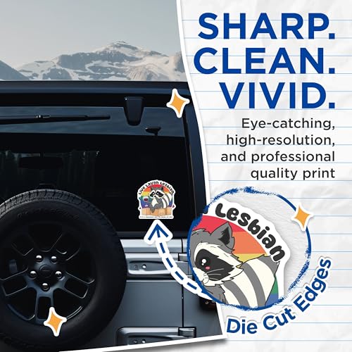 (2 Pack) Live Laugh Lesbian Stickers - Cute Pride Animal Stickers - Fun LGBTQ+ Stickers - 5" On Longest Side - Sticks to Smooth Flat Surfaces - Made in USA - BMCS7054