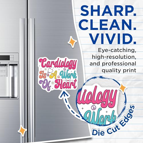 (2 Pack) Cardiology is A Work of Heart Magnets Magnets - 5" On Longest Side - Made in USA - Sticks to Refrigerators & Metal Surfaces - MAG9134