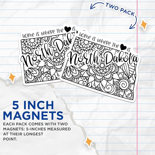 (2 Pack) North Dakota Home is Where The Heart is Magnets Magnets - Honeycomb Pattern - State Art - 5" On Longest Side - Made in USA - Sticks to Refrigerators & Metal Surfaces - MAG9084