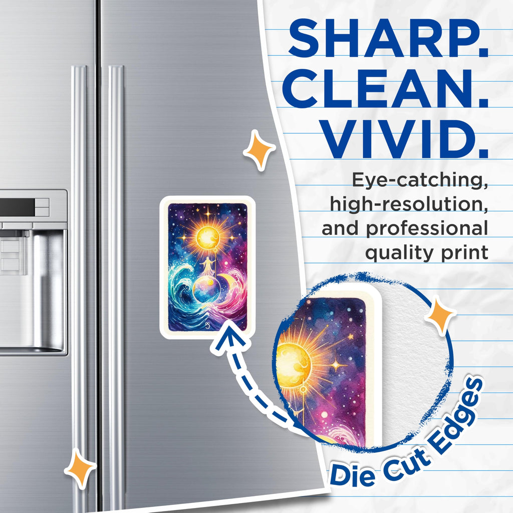 (2 Pack) Sun Moon Magnets - Celestial Art - Cosmic Decor - 5" On Longest Side - Premium Magnet - for Cars, Refrigerators, Toolboxes, Lockers - Made in USA - MAG15735