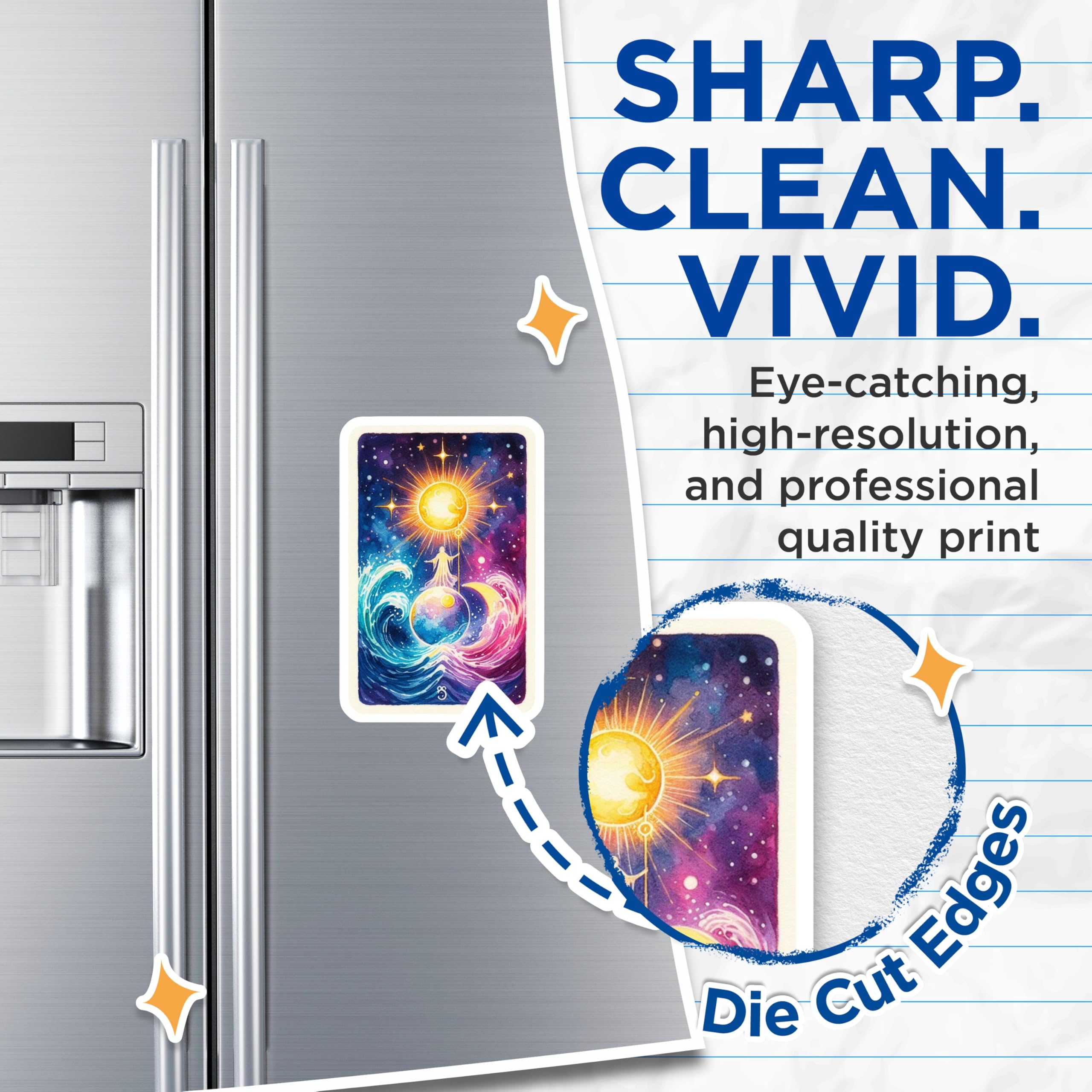(2 Pack) Sun Moon Magnets - Celestial Art - Cosmic Decor - 5" On Longest Side - Premium Magnet - for Cars, Refrigerators, Toolboxes, Lockers - Made in USA - MAG15735