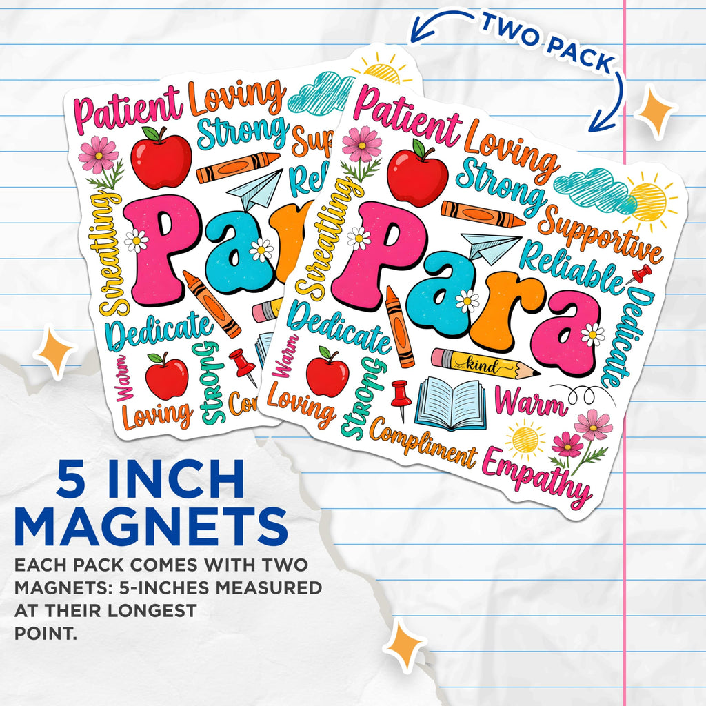 (2 Pack) para Professional Magnets - Patient Loving Educator - School Staff Appreciation Decor - 5 Inches On Longest Side - Thick Durable Magnet - Made in USA - MAG23951