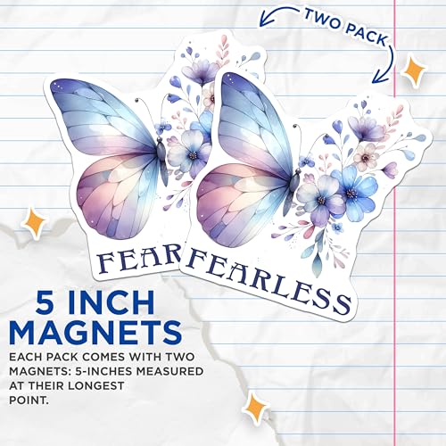 (2 Pack) Inspirational Quote Magnet - Blue Floral Art - 5" On Longest Side - Sticks to Smooth Flat Surfaces - Made in USA - MAG9738