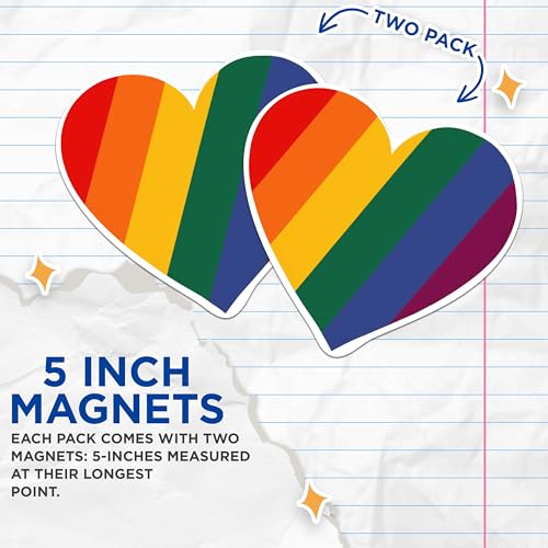 (2 Packs) Rainbow Heart Welcoming Inclusive Magnets - Rainbow LGBTQ Heart Magnets - 5 Inches On Longest Side - Premium Magnet - for Fridges, Toolboxes, Cars - Made in USA - MAG2282