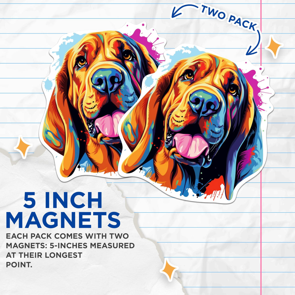 (2 Pack) Bloodhound Dog Breed Magnets - 5 Inches On Longest Side - Choose from Over 100 Dog Breeds - for Cars, Refrigerators, Toolboxes - Made in USA - MAG1782