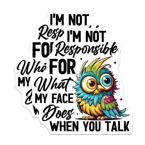 (2 Pack) I'm Not Responsible for What My Face Does Magnet - Quirky Fridge Decor - 5" On Longest Side - Sticks to Smooth Flat Surfaces - Made in USA - MAG10198