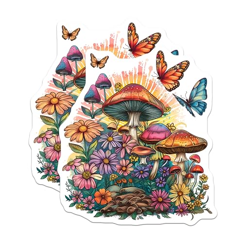 (2 Pack) Colorful Mushroom Garden Magnets Magnets - 5" On Longest Side - Made in USA - Sticks to Refrigerators & Metal Surfaces - MAG8872