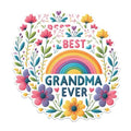 (2 Pack) Best Grandma Ever Stickers - Rainbow Flower Design Grandma Stickers - Floral Grandma Decal - 5" On Longest Side - Sticks to Any Smooth Flat Surface - Made in USA - BMCS2940
