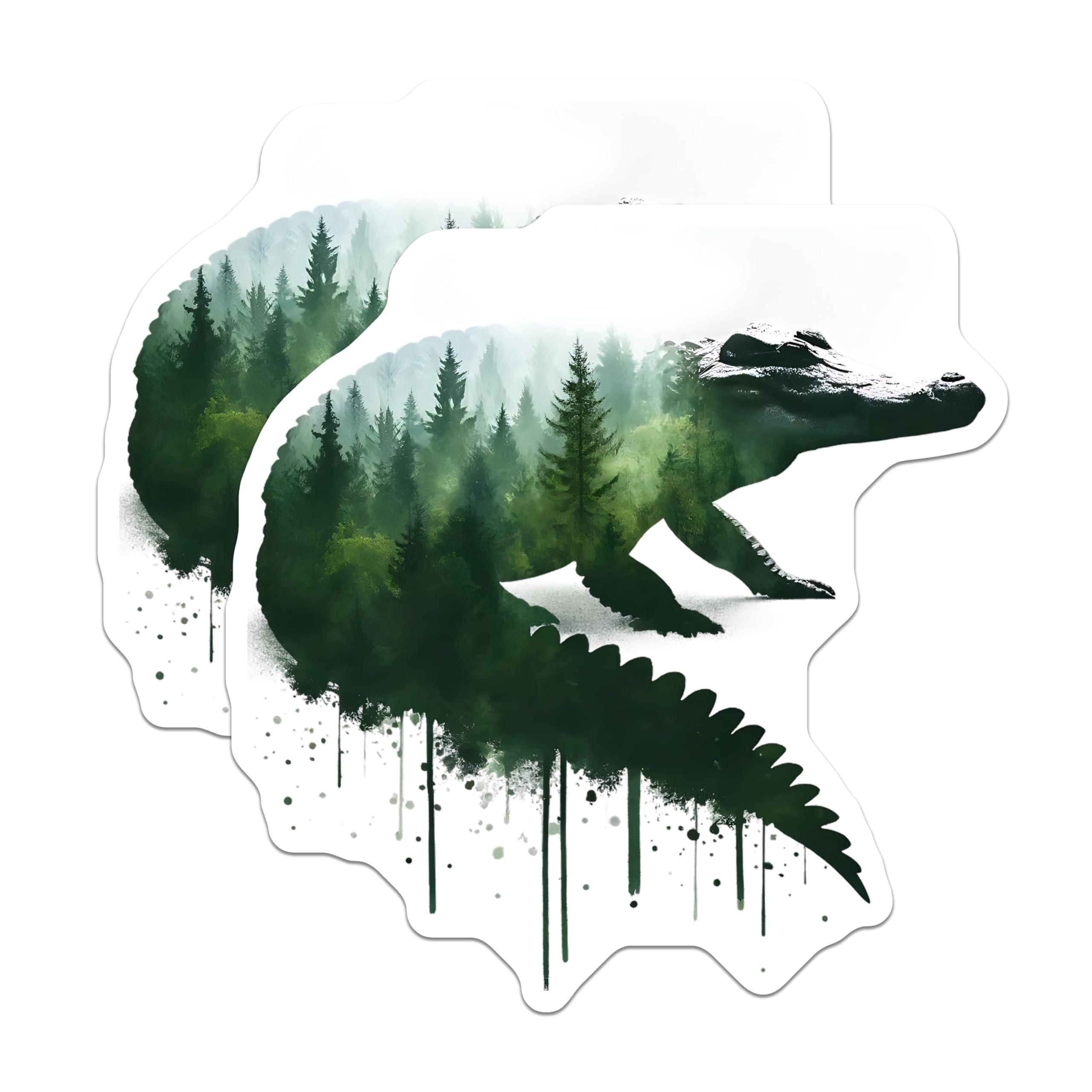 (2 Pack) Alligator Magnets - Forest Scene - Nature Inspired Decor - 5" On Longest Side - Premium Magnet - for Cars, Refrigerators, Toolboxes, Lockers - Made in USA - MAG16051
