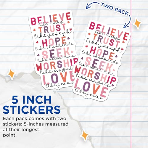 (2 Pack) Motivational Christian Quote Stickers - Inspirational Religious Stickers - Faith-Based Decor - 5" On Longest Side - Sticks to Any Smooth Flat Surface - Made in USA - BMCS3086