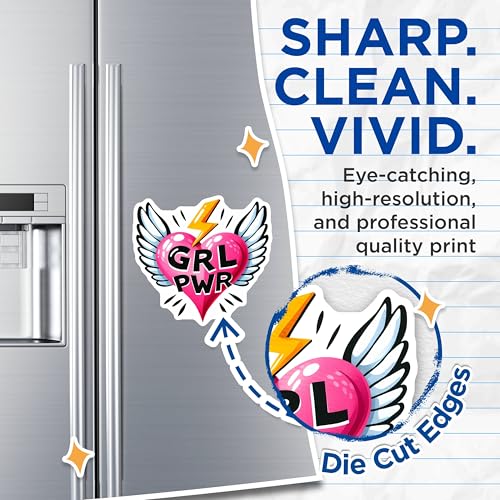 (2 Pack) GRL PWR Magnets Magnets - Feminist Empowerment - Girl Power Decor - 5" On Longest Side - Made in USA - Sticks to Refrigerators & Metal Surfaces - MAG8349