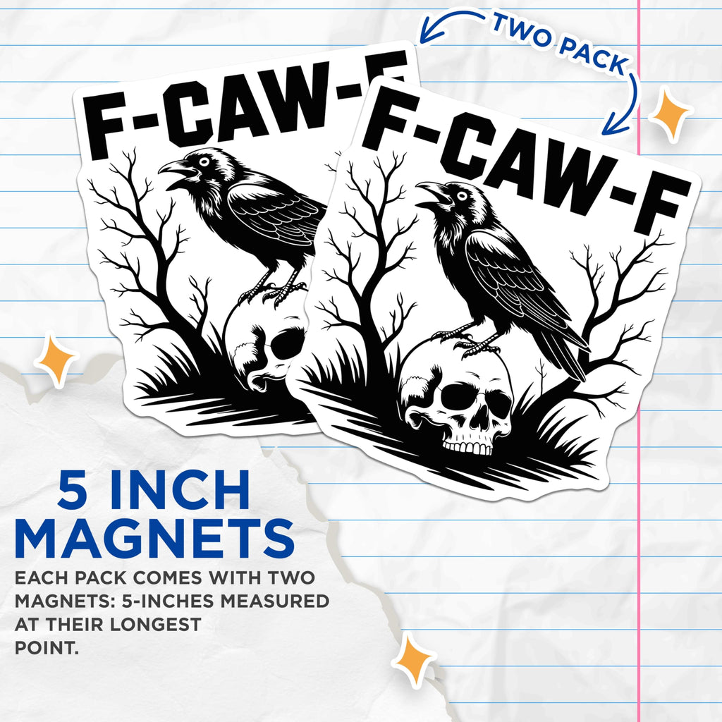 (2 Pack) Crow Skull Magnets - Gothic Home Decor - Raven Refrigerator Magnets - 5" On Longest Side - Premium Magnet - for Cars, Refrigerators, Toolboxes, Lockers - Made in USA - MAG15023